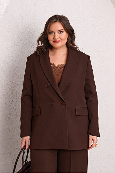 Büyük Moda BÜYÜK BEDEN ASTARLI KRUVAZE BLAZER CEKET