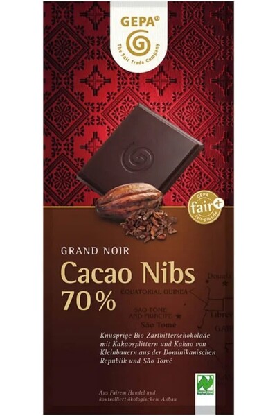 Gepa Βιολογική μαύρη σοκολάτα με 70% κακάο, 100γρ.