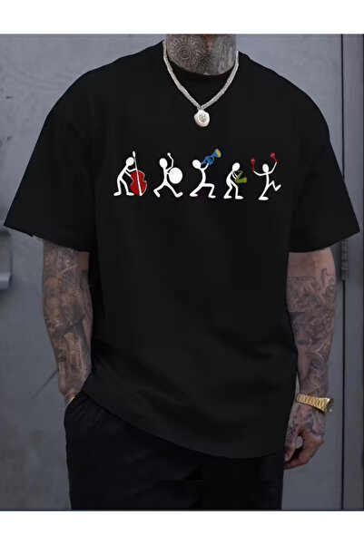 LİNA06 Men's t-shirt,Men'S T-Shirt in Plus Sizes, Featuring Music Player Prin...