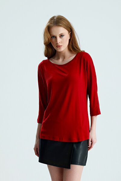 Madame QAN's Μπλούζα με φαρδύ γιακά και μανίκια τριών τετάρτων