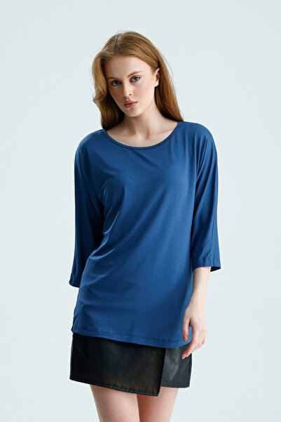 Madame QAN's Μπλούζα με φαρδύ γιακά και μανίκια τριών τετάρτων