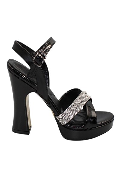 Bluefeet Black Women's Patent Leather Platform Heeled Shoes