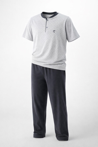 REMSA Σετ Βαμβακερές Χτενισμένες Πιτζάμες για Αγόρια 4240 Γκρι01