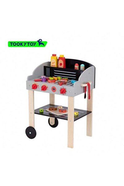 Tooky Toy مجموعة لعب تظاهرية لشواء اللحم بالشواء مصنوعة من الخشب