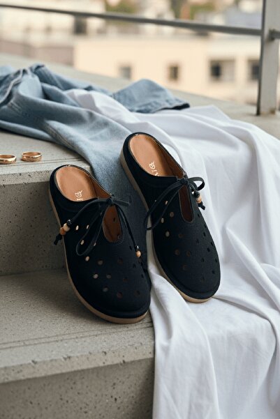 DİVOLYA Vinner Μαύρες Γυναικείες Παντόφλες (με τακούνι 2 εκ.) με στρογγυλή μύ...