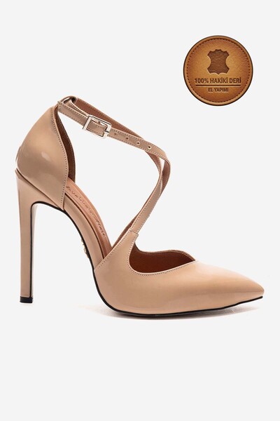 Ayakkabı Ateşi Γνήσιο δερμάτινο γυμνό λουστρίνι με μυτερή μύτη και ψηλό λεπτό...