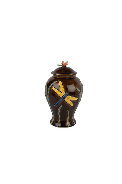 Mikasa Moor Brown Dragonfly Vase with Lid Cube B Size 21X35Cm