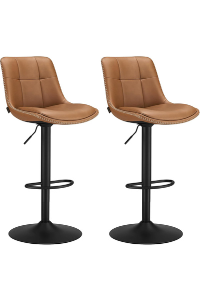 VASAGLE Σετ 2 Ρυθμιζόμενων Σκαμπό Μπαρ, 360 °   Περιστρεφόμενο, Επένδυση από ...