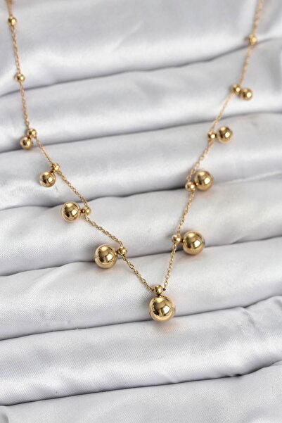 Nehir Stylish 316L Steel Chain Gold Color Ball Chain Necklace Teachers Mother...