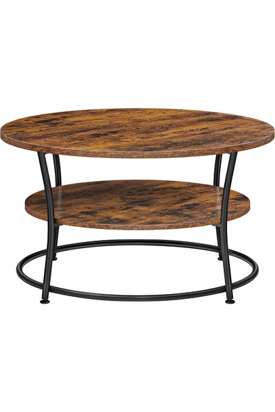 VASAGLE Στρογγυλό Τραπεζάκι Σαλονιού με Ράφι, Βιομηχανικού Στυλ, Μεταλλικό Σκ...
