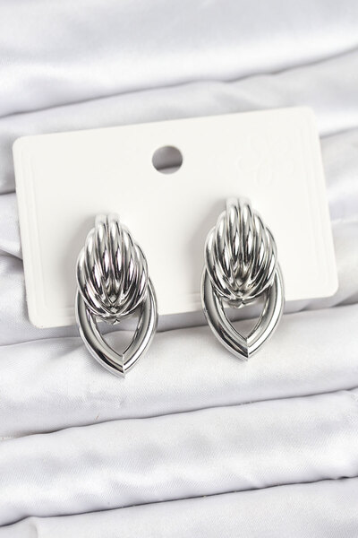 Nehir Stylish Brass Silver Color Spiral Drop Model Vintage Women's Earrings T...