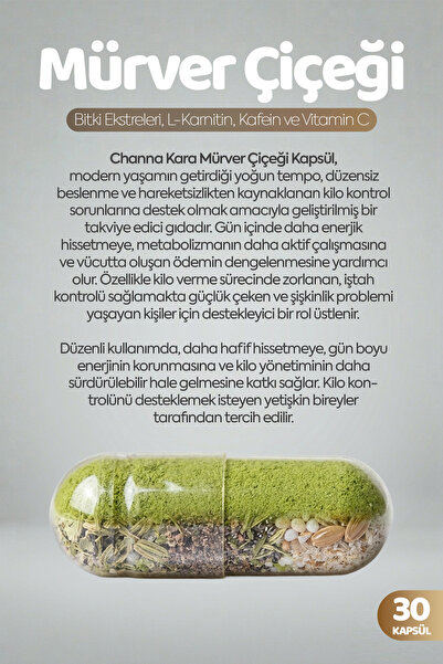 Channa Mürver Çiçeği Detoks Kapsülü | 30 Kapsül | 1 Aylık