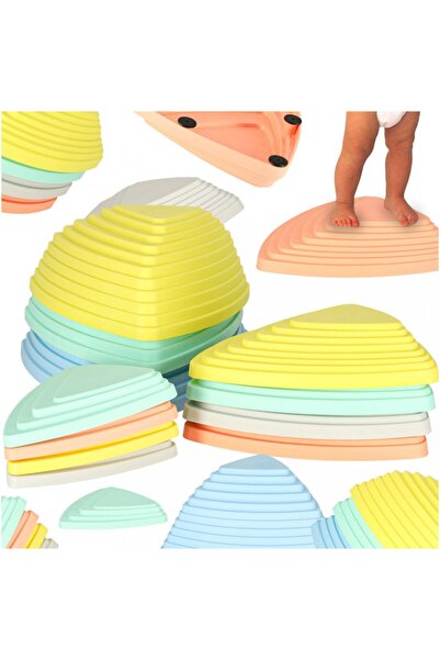 Ikonka Set 11 pietre de echilibru pentru copii pastel, design ergonomic si in...