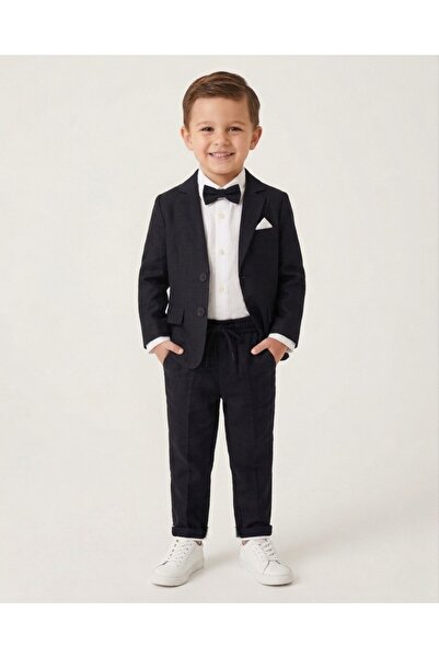 VOY KİDS Boy's 2-9 Years Old 3-Piece Stylish Bow Tie Holiday Suit with Linen ...