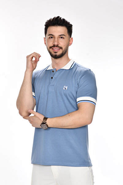 VALERİO MEN Chest Embroidery Work, Comfortable Fit, Polo Collar T-Shirt