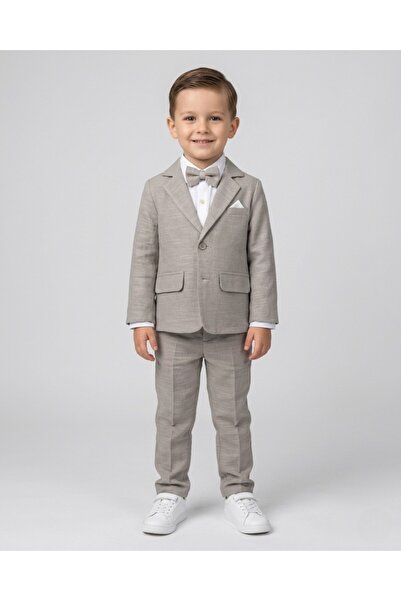 Egelite Boy's 2-9 Years Old 3-Piece Stylish Bow Tie Holiday Suit with Linen J...