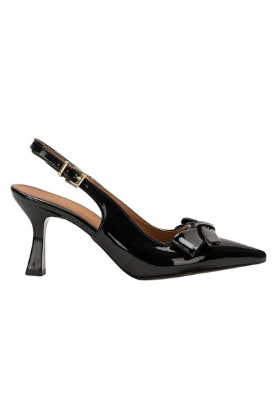 Bluefeet Black Bow Patent Leather 8 cm Women's Heeled Shoes