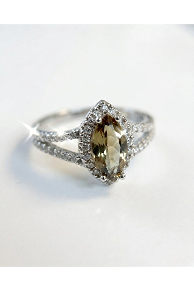 ERU JEWELLERY 925 Ayar Gümüş Sultanit Yüzük – Damla Kesim Halo Anneler Günü H...