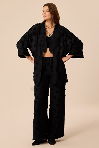 UPGRADE Püsküllü Kimono Siyah