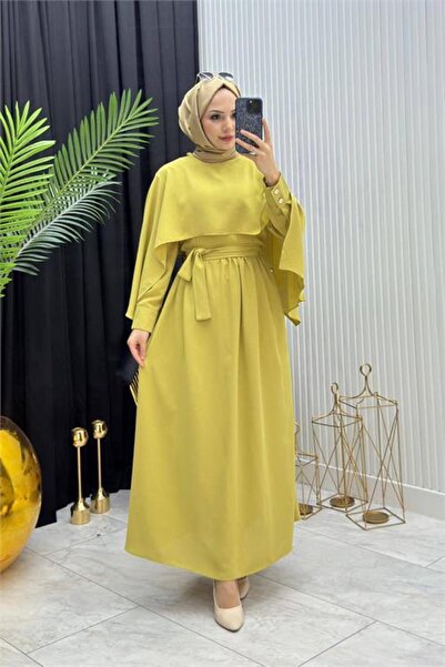 Neşeli Butik Γυναικείο φόρεμα χιτζάμπ σε πράσινο απόχρωση λαδιού με κάπα και ...