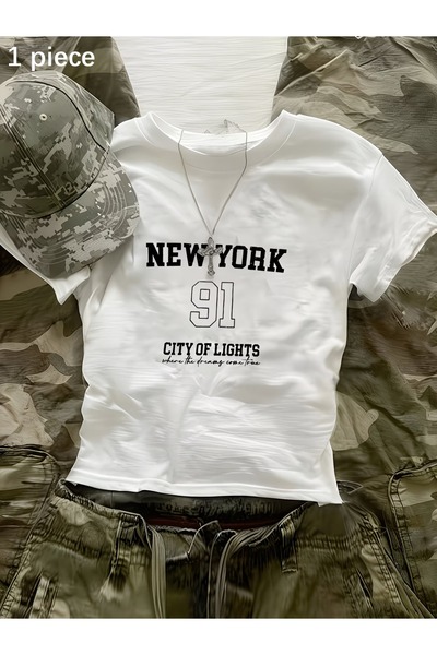 Toum Κοντή μπλούζα με ζώνη στη μέση, στυλ Νέα Υόρκη