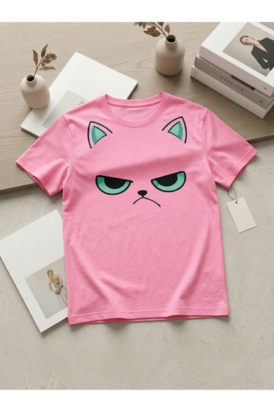 NİCE Καλοκαιρινό Unisex Αστείο Μπλουζάκι με Θυμωμένο Πρόσωπο