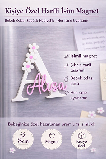 Liora3dStudio Kişiye Özel Harfli İsim Magnet | Doğum günü- BabyShowe - Bebek ...