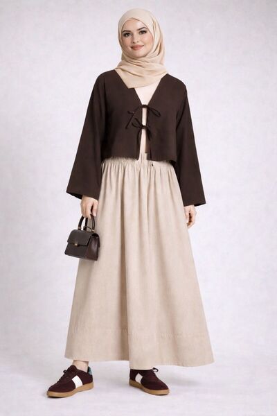 CNG MODA Πουκάμισο κιμονό με δεμένη φούστα πάνω του