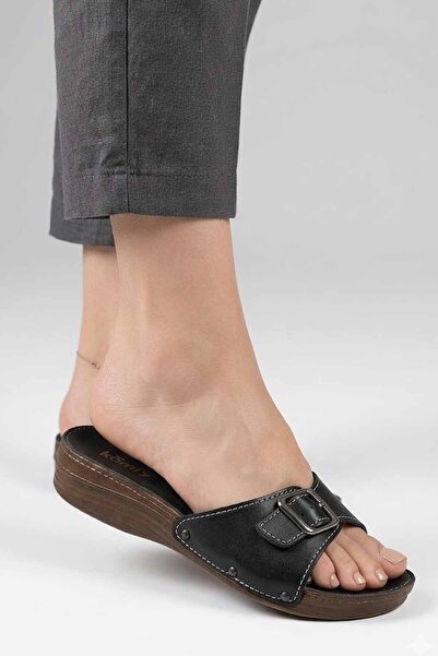 Polaris Γυναικείες μαύρες άνετες καθημερινές παντόφλες με ζώνη για το σπίτι κ...