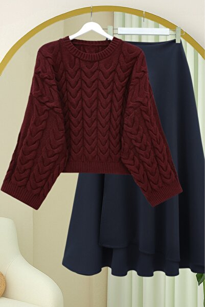 HİJABAYA Πλεκτό πουλόβερ με σχέδια, χαλαρή εφαρμογή και κοντό μήκος