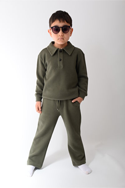 KİDSPİTİRCİK ΑΓΟΡΙΣΤΙΚΟ ΣΕΤ 100% ΒΑΜΒΑΚΙ ΠΡΑΣΙΝΟ JAGARLI INTERLOCK ΥΦΑΣΜΑ ΚΑΝ...