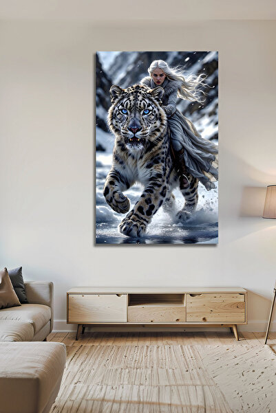 B&G DESIGN Pictură decorativă modernă pe sticlă cu figură de femeie războinic...