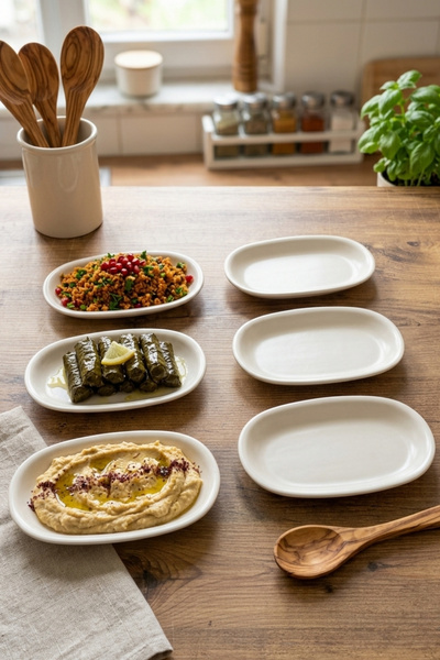 Keramika Matte White Appetizer Boat Plate 19 cm 6 Pieces