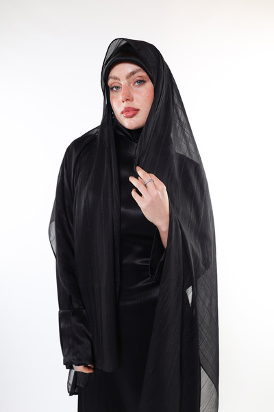 HARİKA WEAR Patterned Black Chiffon Shawl