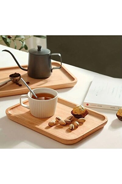 1 Adet Bambu Dikdörtgen Servis Tabağı, Sunum Seti, Peynir Tabağı, Meyve Tabağı (30x20 cm)