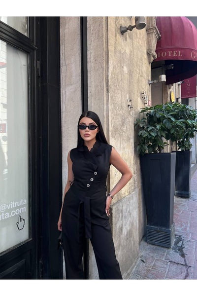 Kedi Fashion Fırfır yaka detaylı tulum