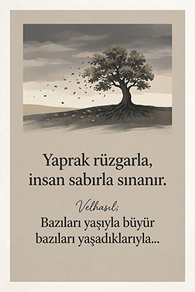 Hayal Poster yaprak rüzgarla insan sabırla Retro Ahşap Poster 20x30