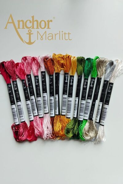 Anchor Marlitt 16 τεμάχια Φωτεινό Σετ Κλωστών Κεντήματος Μουλίνε Κανβισβιάρισ...