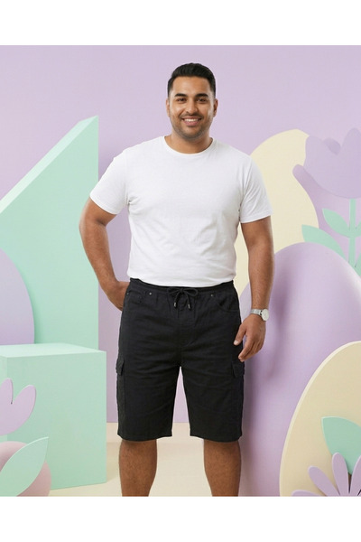 Ramon Miele Ανδρικό βαμβακερό σορτς μεγάλου μεγέθους με ελαστική μέση και λεπ...