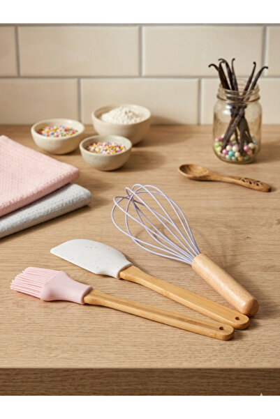 Tohana Triple Wooden Handle Silicone Whisk Set