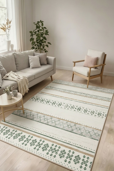GECE HOME Dijital Kaymaz Baskılı Yıkanabilir Desenli Salon Halısı Mutfak Halı...