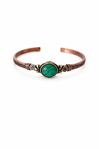 DOĞA KUTUSU Malachite Natural Stone Copper Women's Bracelet for Scorpio, Capr...