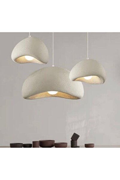St Morritz Modern 3'lü Kaya Beton Sarkıt Avize Seti, İskandinav Tarz, 30-50cm