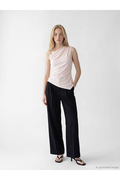 LC Waikiki Rmz Gi̇yi̇m Farkiyla High Waist Wide Leg Women's Fabric Trousers
