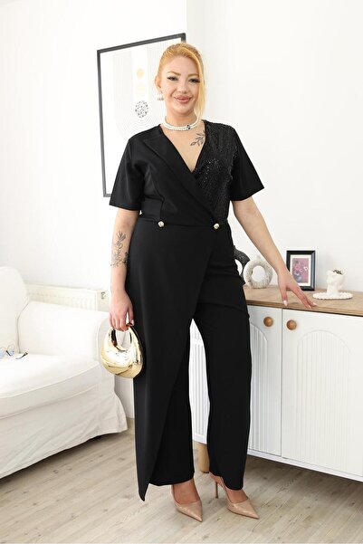 Siyezen Βραδινή φόρμα μεγάλου μεγέθους με διπλό στήθος και κλείσιμο με γιακά ...