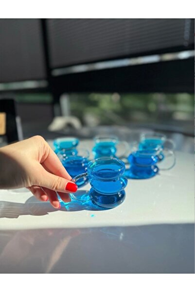 HB LİFE Set of 6 Borosilicate Glass Coffee Side Cups |   Transparent 90 ml He...