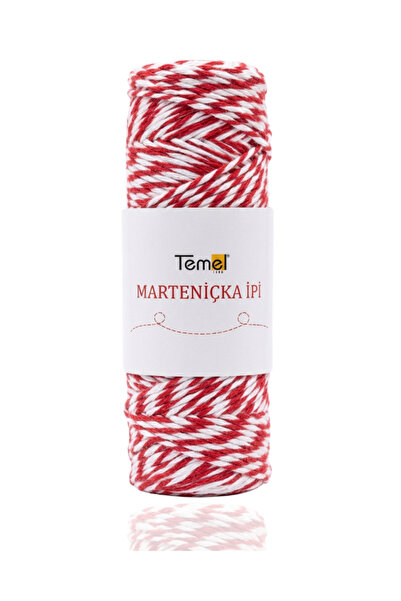 Temel Marteniçka String Red and White, 100 Meters 2 Mm, Decorative String for...
