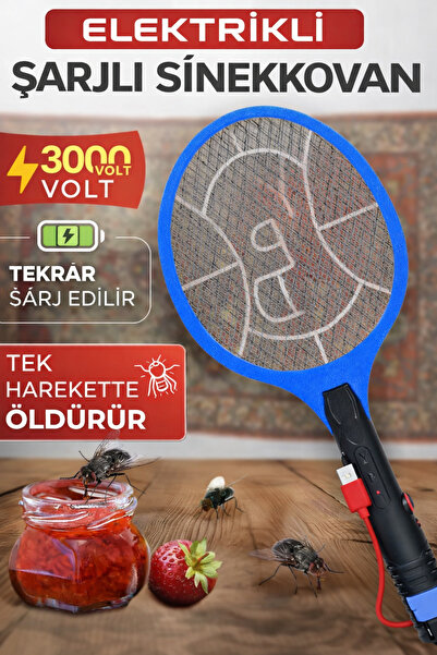 xolo Şarjlı Mavi Sinek Raket Eko Prizden Şarjlı Haşere Kovucu Sivrisinek Öldü...