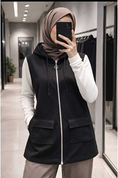 Azram Fashion Γυναικείο γιλέκο με κουκούλα