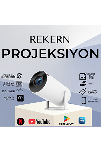 REKERN Ultra HD Android Akıllı Taşınabilir Projeksiyon Cihazı - WiFi Destekli...